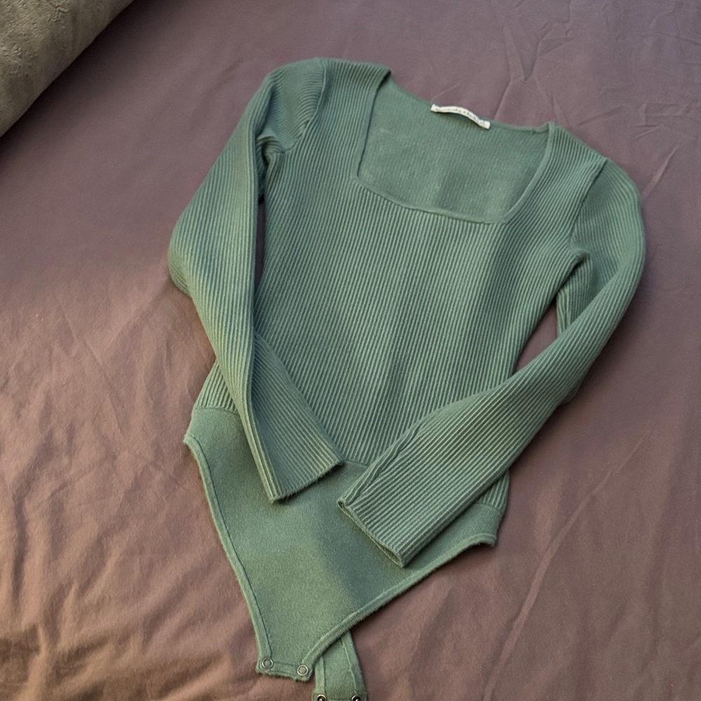 Abercrombie & Fitch Sage Green Ribbed Sweater bodysuit